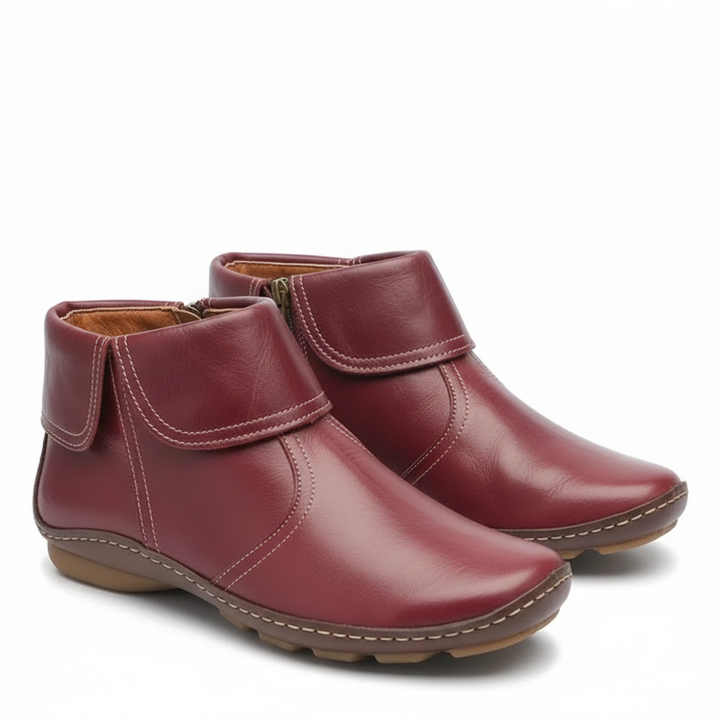 Leila Bottes Femme Bottines Imperméables en Cuir Souple avec Semelle Antidérapante