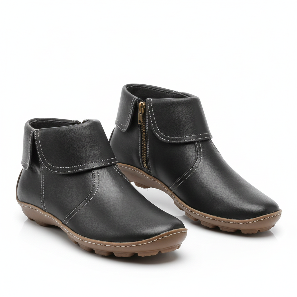 Leila Bottes Femme Bottines Imperméables en Cuir Souple avec Semelle Antidérapante, vue 2