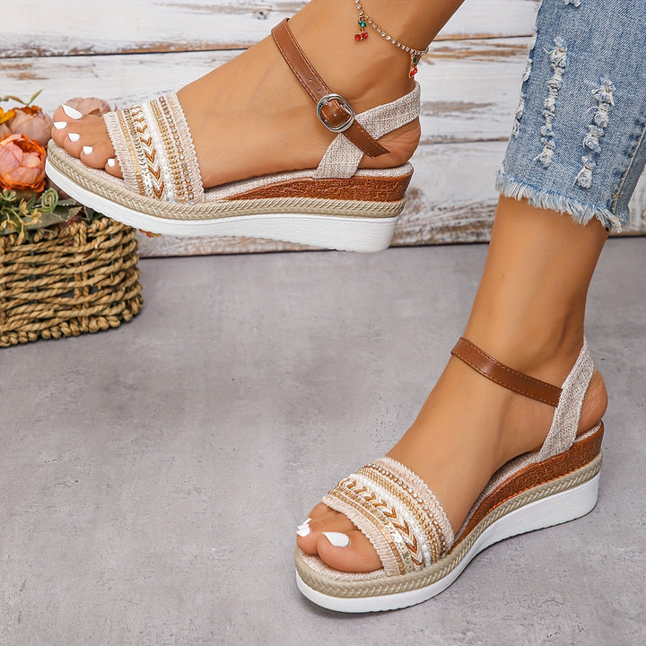 Lunaria Sandales Femme Sandales à Talon Compensé Confortables avec Strass Chic pour l’Été, vue 4