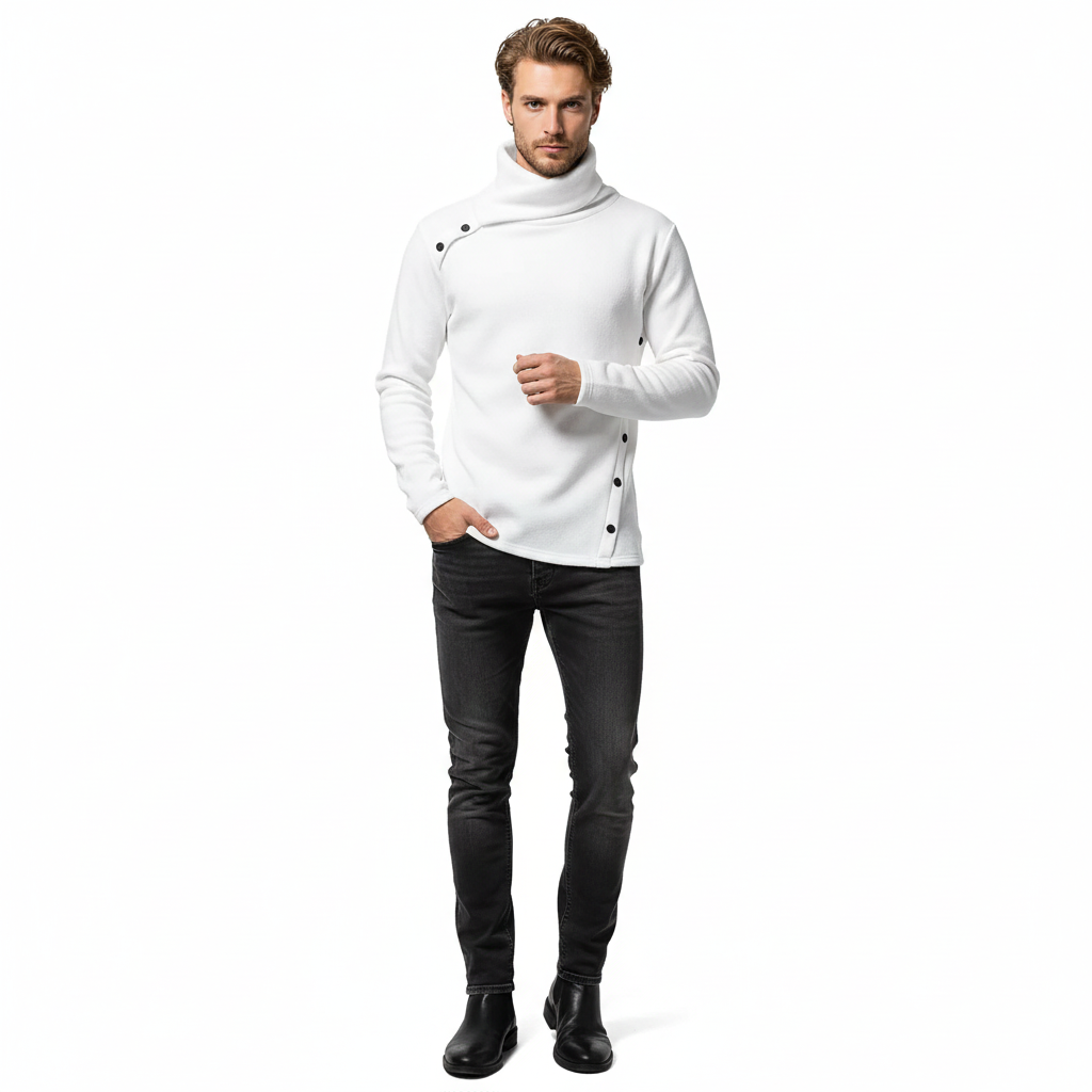 Lure Pull Homme à Col Montant Maille Chaude Regular Fit pour Automne & Hiver, vue 4
