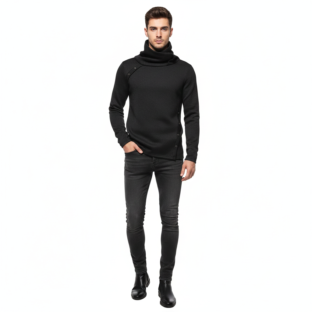 Lure Pull Homme à Col Montant Maille Chaude Regular Fit pour Automne & Hiver, vue 2
