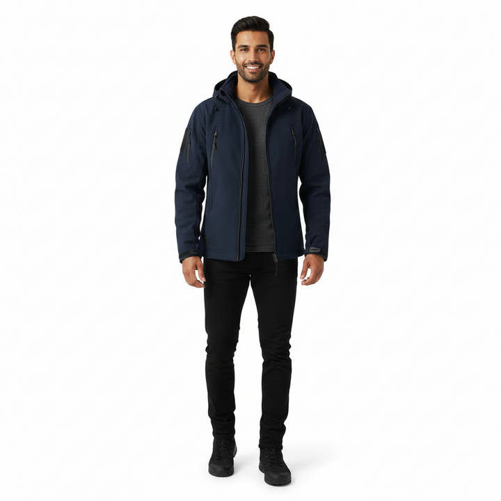 Lusian Veste Softshell Homme Manteau à Capuche Ajustable avec Fermeture Zippée et Poches, vue 5