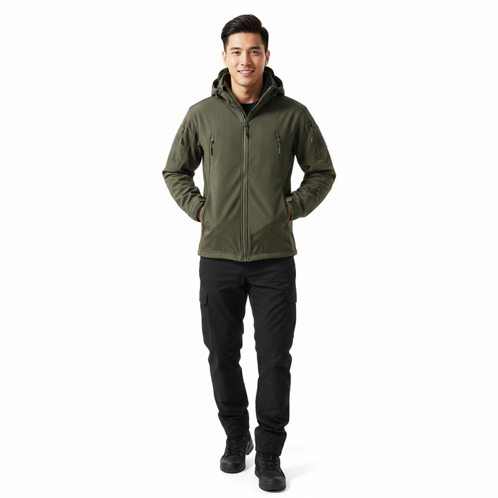 Lusian Veste Softshell Homme Manteau à Capuche Ajustable avec Fermeture Zippée et Poches, vue 7