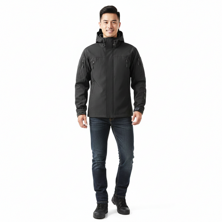 Lusian Veste Softshell Homme Manteau à Capuche Ajustable avec Fermeture Zippée et Poches, vue 9