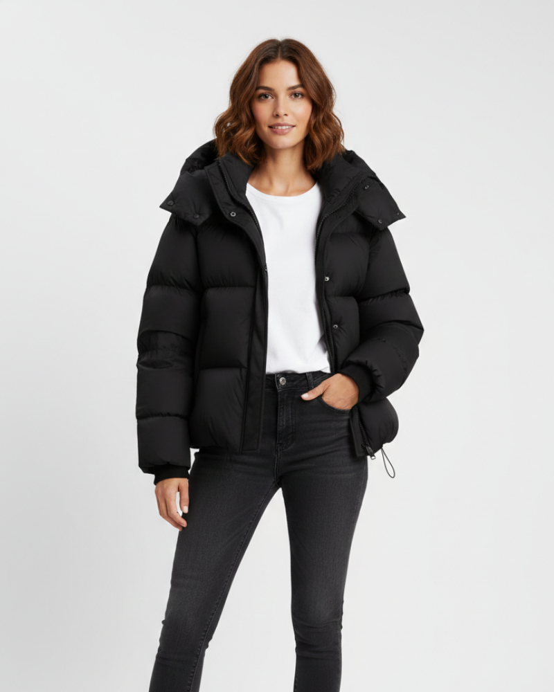 Miles Doudoune Courte Femme Volume Matelassé, Capuche Intégrée & Style Moderne