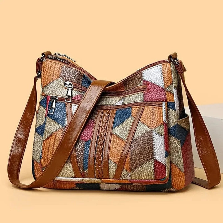 Marysol Sac à Main Femme Sac en Cuir Patchwork avec Design Mosaïque & Compartiments Pratiques