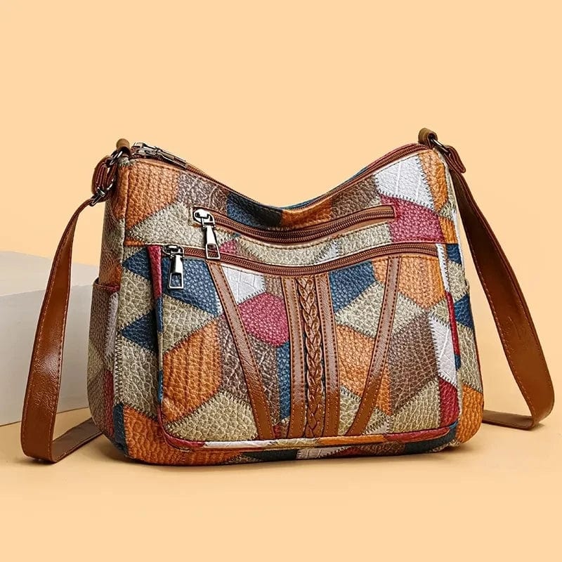 Marysol Sac à Main Femme Sac en Cuir Patchwork avec Design Mosaïque & Compartiments Pratiques, vue 2