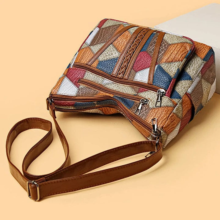 Marysol Sac à Main Femme Sac en Cuir Patchwork avec Design Mosaïque & Compartiments Pratiques, vue 4