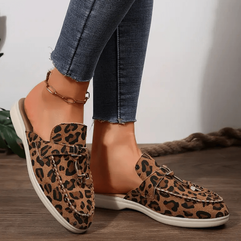 Moira Mocassins Femme Mules Léopard Sans Talon avec Semelle Souple & Style Sauvage, vue 2