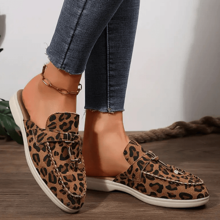 Moira Mocassins Femme Mules Léopard Sans Talon avec Semelle Souple & Style Sauvage, vue 2