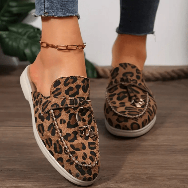 Moira Mocassins Femme Mules Léopard Sans Talon avec Semelle Souple & Style Sauvage, vue 5