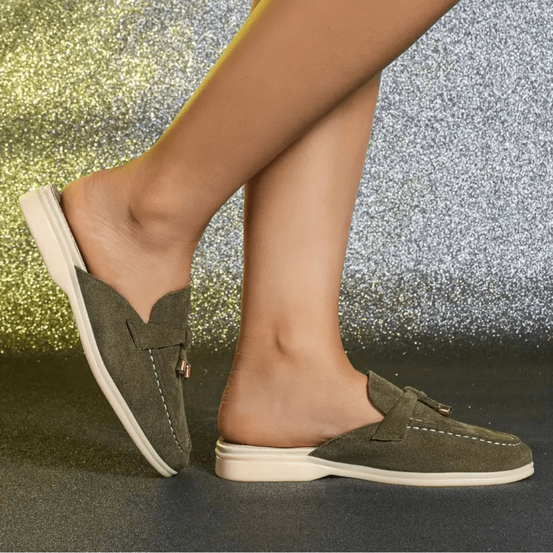 Mori Mocassins Femme Mules Vertes d’Été avec Détail Frangé & Semelle Confortable, vue 5