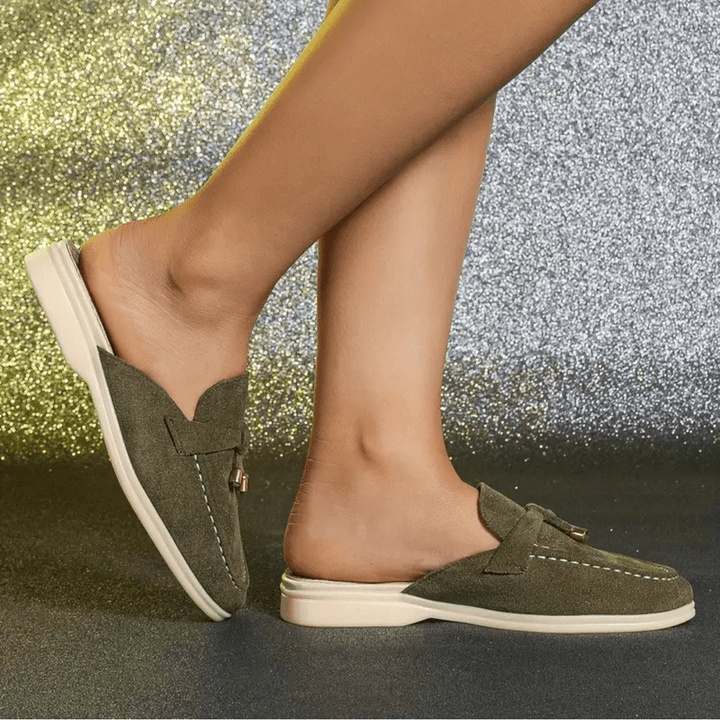 Mori Mocassins Femme Mules Vertes d’Été avec Détail Frangé & Semelle Confortable, vue 5