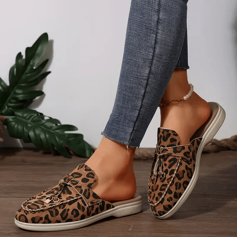 Moira Mocassins Femme Mules Léopard Sans Talon avec Semelle Souple & Style Sauvage, vue 3