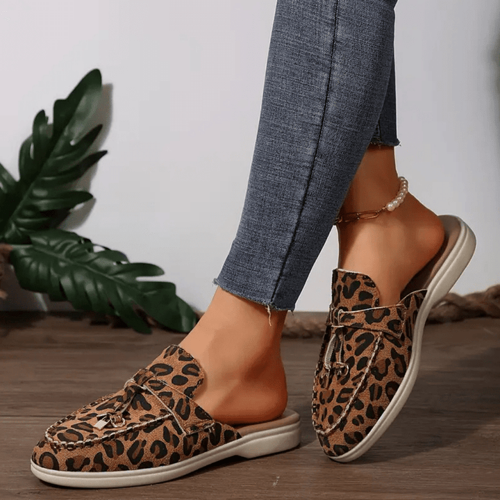 Moira Mocassins Femme Mules Léopard Sans Talon avec Semelle Souple & Style Sauvage, vue 3