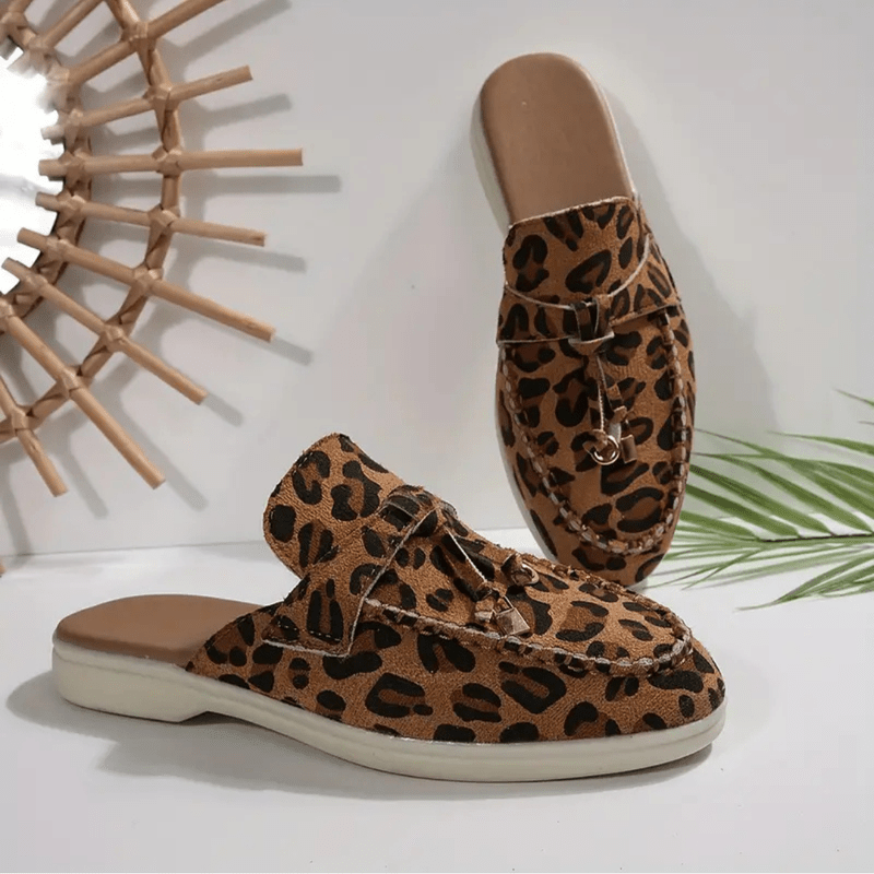 Moira Mocassins Femme Mules Léopard Sans Talon avec Semelle Souple & Style Sauvage, vue 4