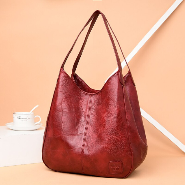 Elowen Sac à Épaule Femme en Cuir Véritable avec Design Intemporel et Compartiments Pratiques, vue 2