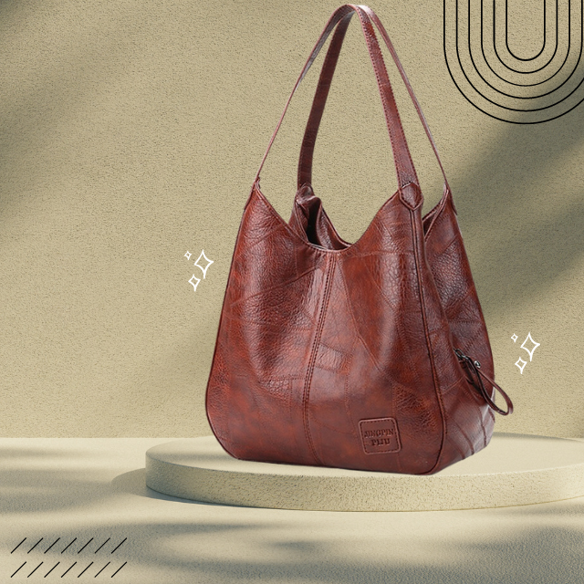 Elowen Sac à Épaule Femme en Cuir Véritable avec Design Intemporel et Compartiments Pratiques, vue 5