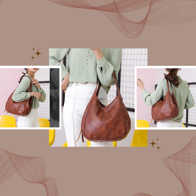 Elowen Sac à Épaule Femme en Cuir Véritable avec Design Intemporel et Compartiments Pratiques, vue 4