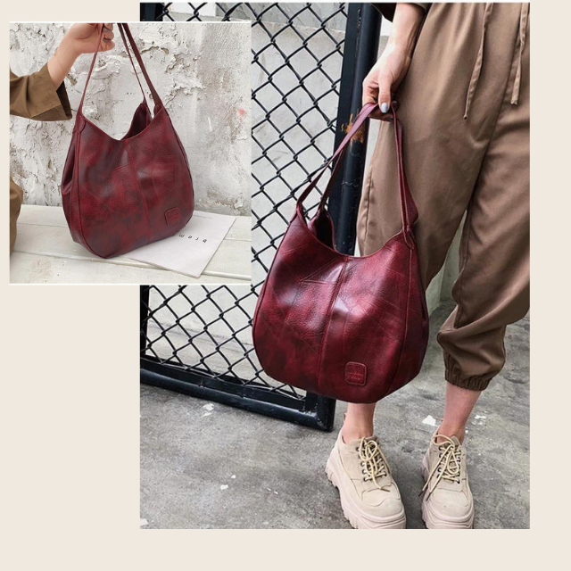 Elowen Sac à Épaule Femme en Cuir Véritable avec Design Intemporel et Compartiments Pratiques, vue 3