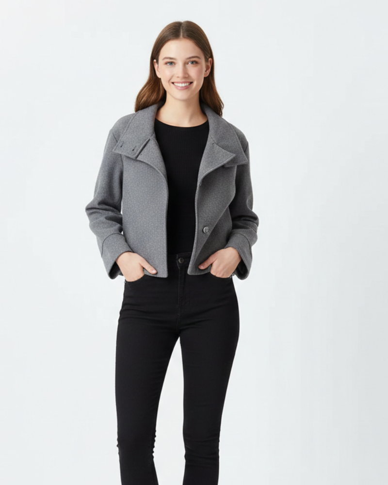 Natalia Manteau Court Femme Double Boutonnage Classique, Coupe Ajustée & Style Chic