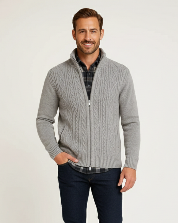 Noah Gilet Zippé Homme Maille Torsadée, Col Montant & Élégance Hivernale, vue 2