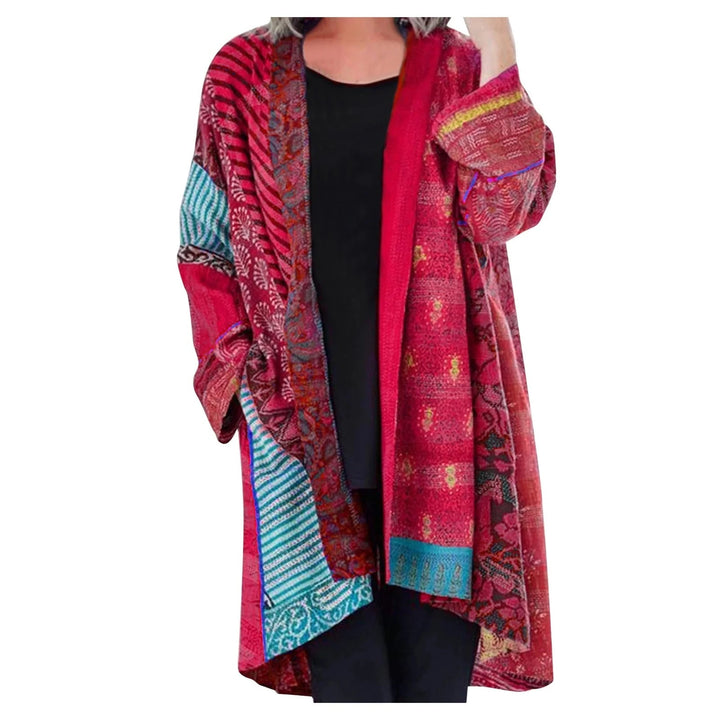 Noeh Pull Patchwork Vintage Femme Maille Douce et Respirante avec Coupe Chaude Décontractée, vue 2