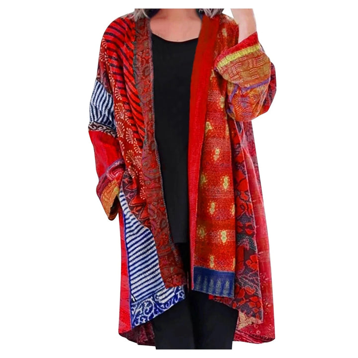 Noeh Pull Patchwork Vintage Femme Maille Douce et Respirante avec Coupe Chaude Décontractée, vue 3