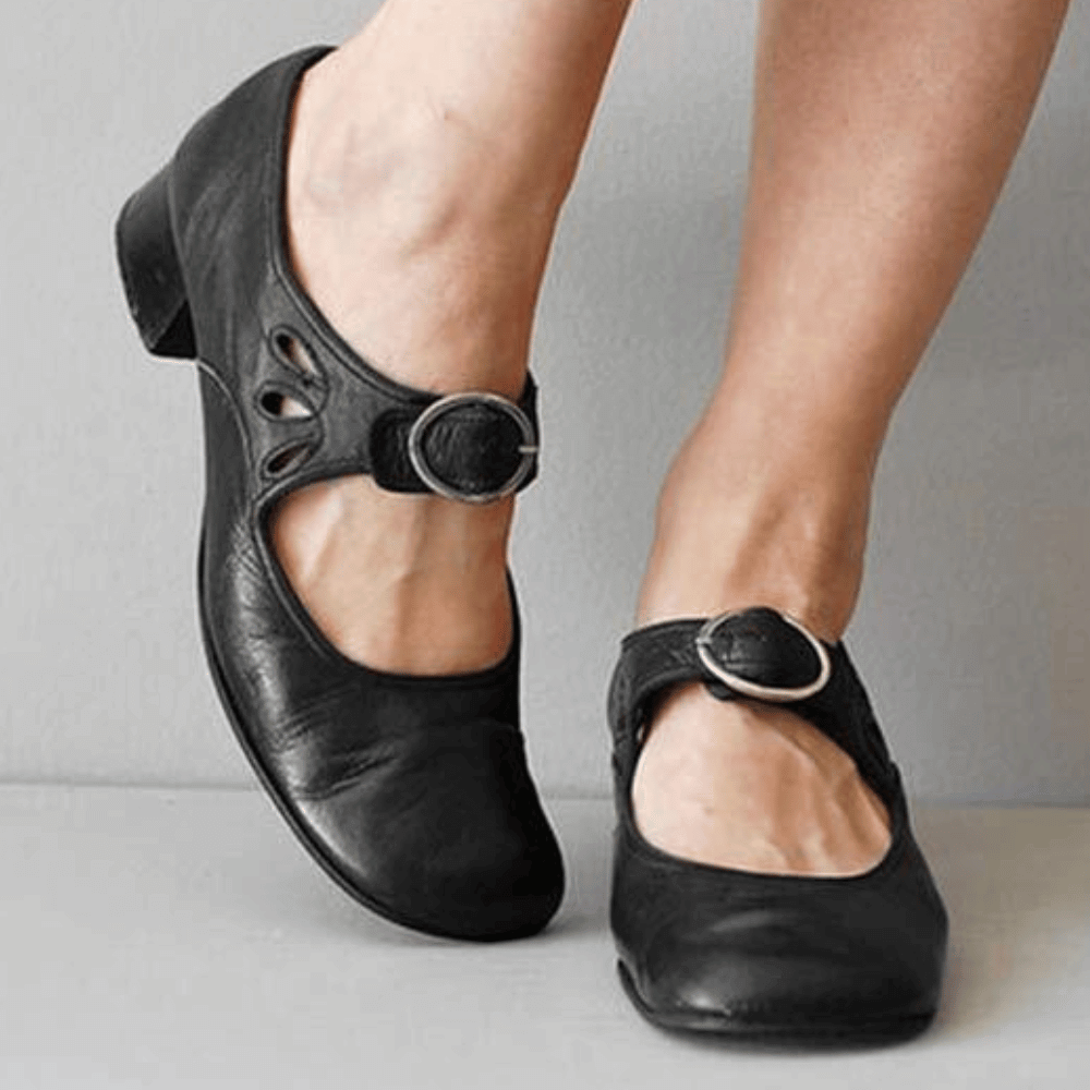 Raianne Chaussures Femme - Cuir Véritable, Bout Rond, Talon Bloc Bas, Sangle Boucle - Style Vintage pour Toutes Occasions, vue 2