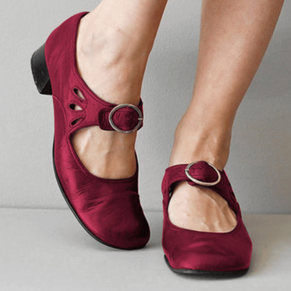 Raianne Chaussures Femme - Cuir Véritable, Bout Rond, Talon Bloc Bas, Sangle Boucle - Style Vintage pour Toutes Occasions, vue 3