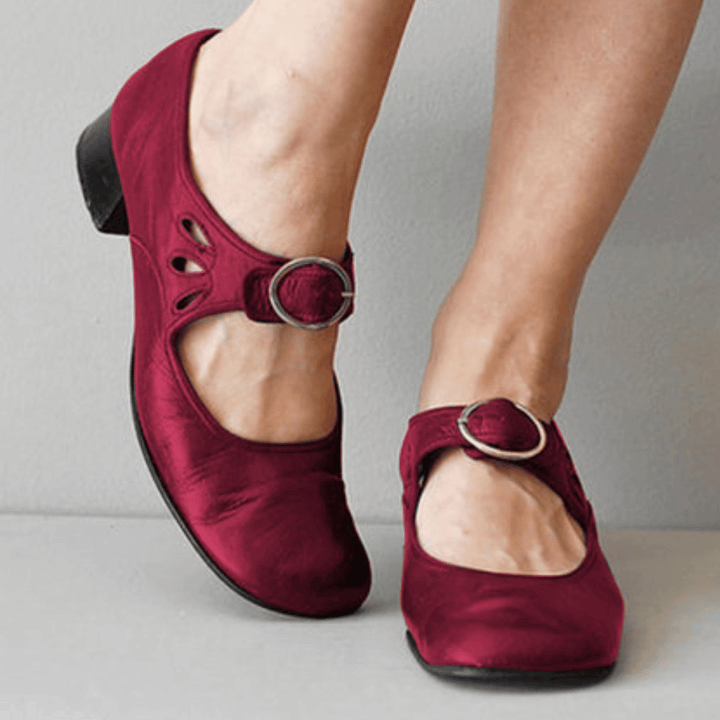 Raianne Chaussures Femme - Cuir Véritable, Bout Rond, Talon Bloc Bas, Sangle Boucle - Style Vintage pour Toutes Occasions, vue 3