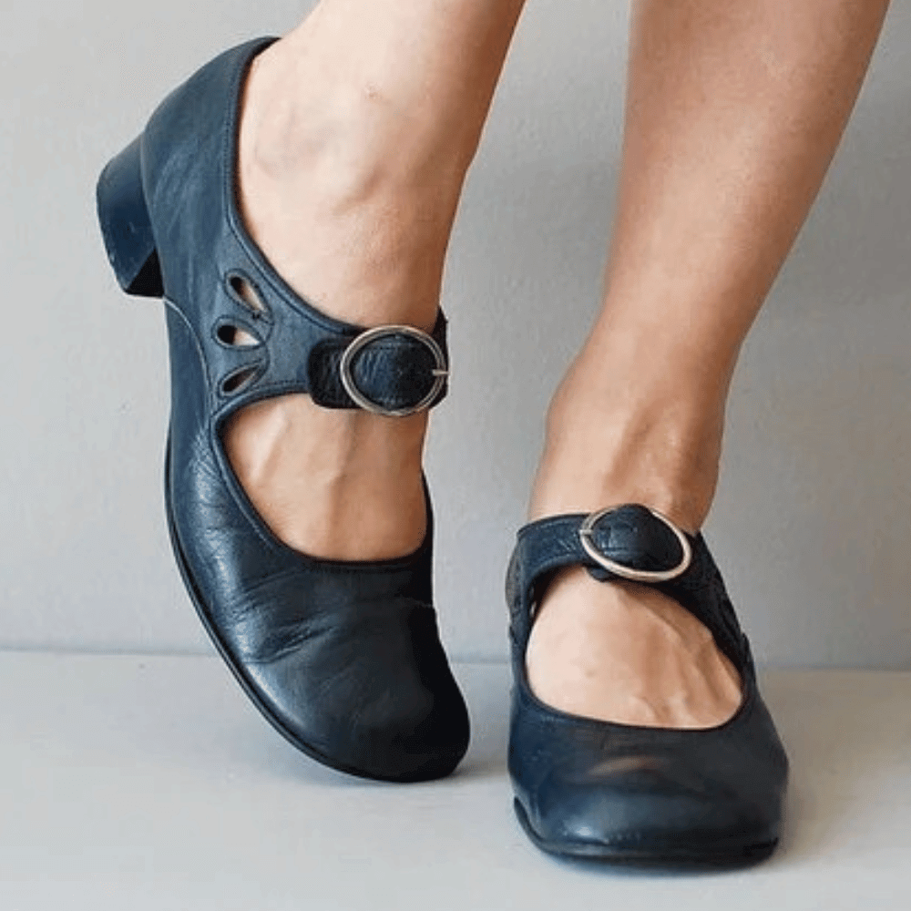 Raianne Chaussures Femme - Cuir Véritable, Bout Rond, Talon Bloc Bas, Sangle Boucle - Style Vintage pour Toutes Occasions, vue 4