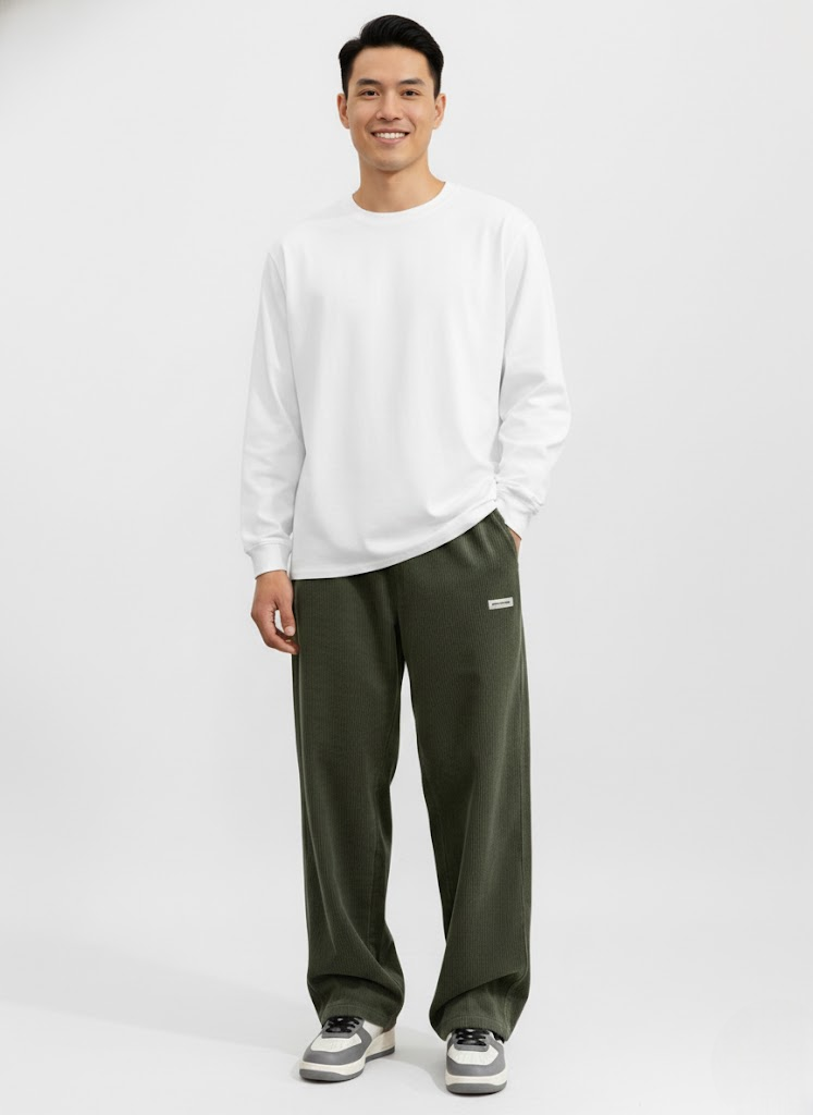 Noahry Pantalon Homme en Velours Côtelé Loose Fit Coupe Droite, Confort & Style Streetwear, vue 2