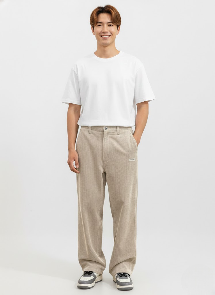Noahry Pantalon Homme en Velours Côtelé Loose Fit Coupe Droite, Confort & Style Streetwear, vue 3