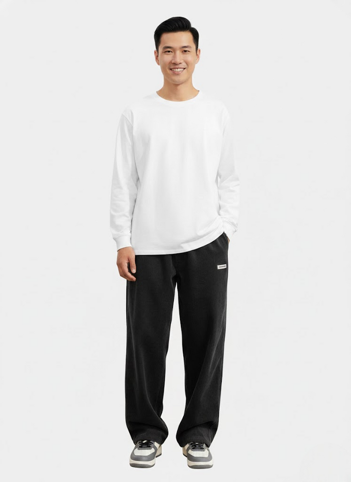 Noahry Pantalon Homme en Velours Côtelé Loose Fit Coupe Droite, Confort & Style Streetwear, vue 4