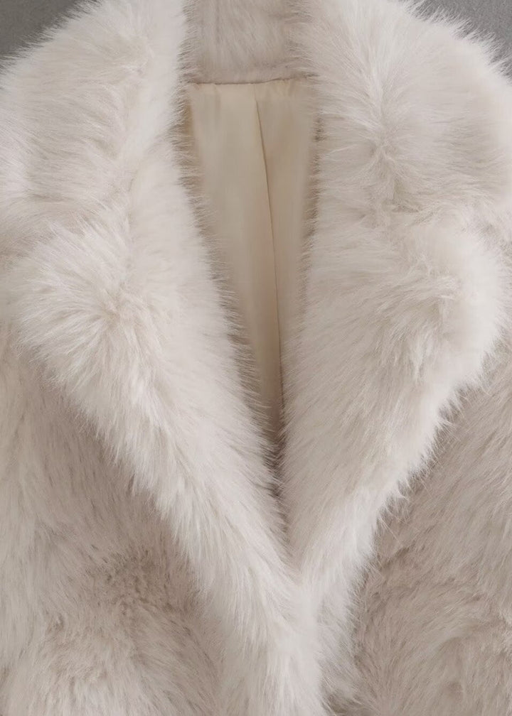 Valerie Manteau d’Hiver en Fausse Fourrure pour Femme Veste Blanche Douce à Coupe Décontractée avec Col Oversize, vue 6