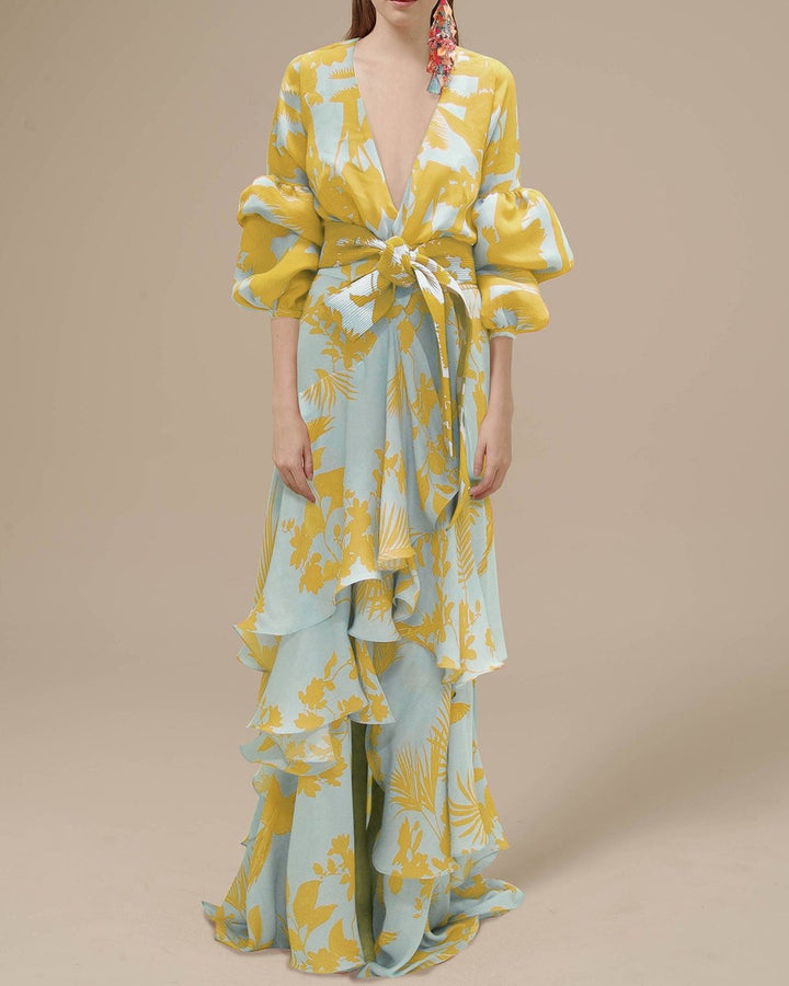 Vionnala | Robe de fête en mousseline de soie imprimée