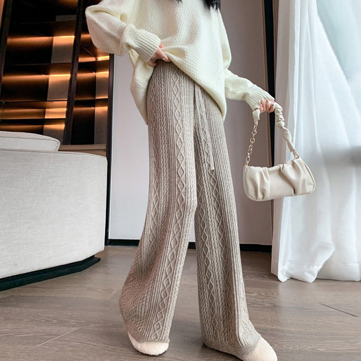 Aurelia Pantalon Femme Pantalon en Maille Taille Haute à Jambes Larges Chic & Confortable, vue 4
