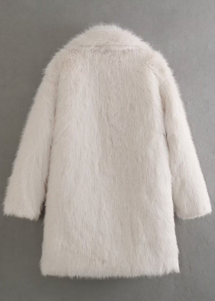Valerie Manteau d’Hiver en Fausse Fourrure pour Femme Veste Blanche Douce à Coupe Décontractée avec Col Oversize, vue 5