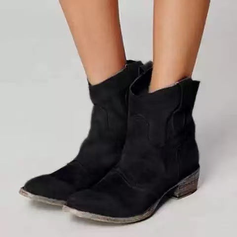 Bottes Classiques en Daim à Talons Blocs Western pour femme, vue 4