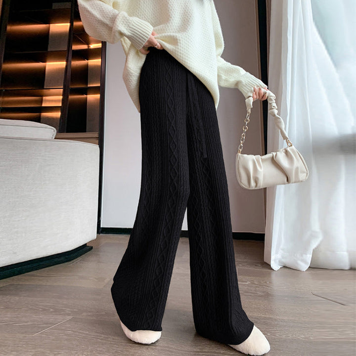 Aurelia Pantalon Femme Pantalon en Maille Taille Haute à Jambes Larges Chic & Confortable, vue 3