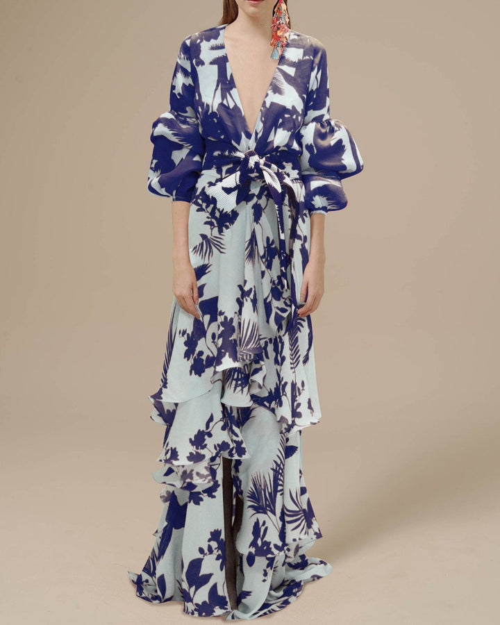 Vionnala | Robe de fête en mousseline de soie imprimée