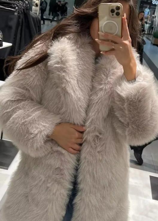 Valerie Manteau d’Hiver en Fausse Fourrure pour Femme Veste Blanche Douce à Coupe Décontractée avec Col Oversize, vue 3