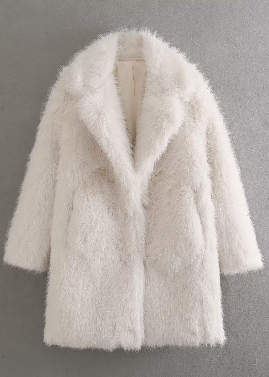 Valerie Manteau d’Hiver en Fausse Fourrure pour Femme Veste Blanche Douce à Coupe Décontractée avec Col Oversize, vue 4