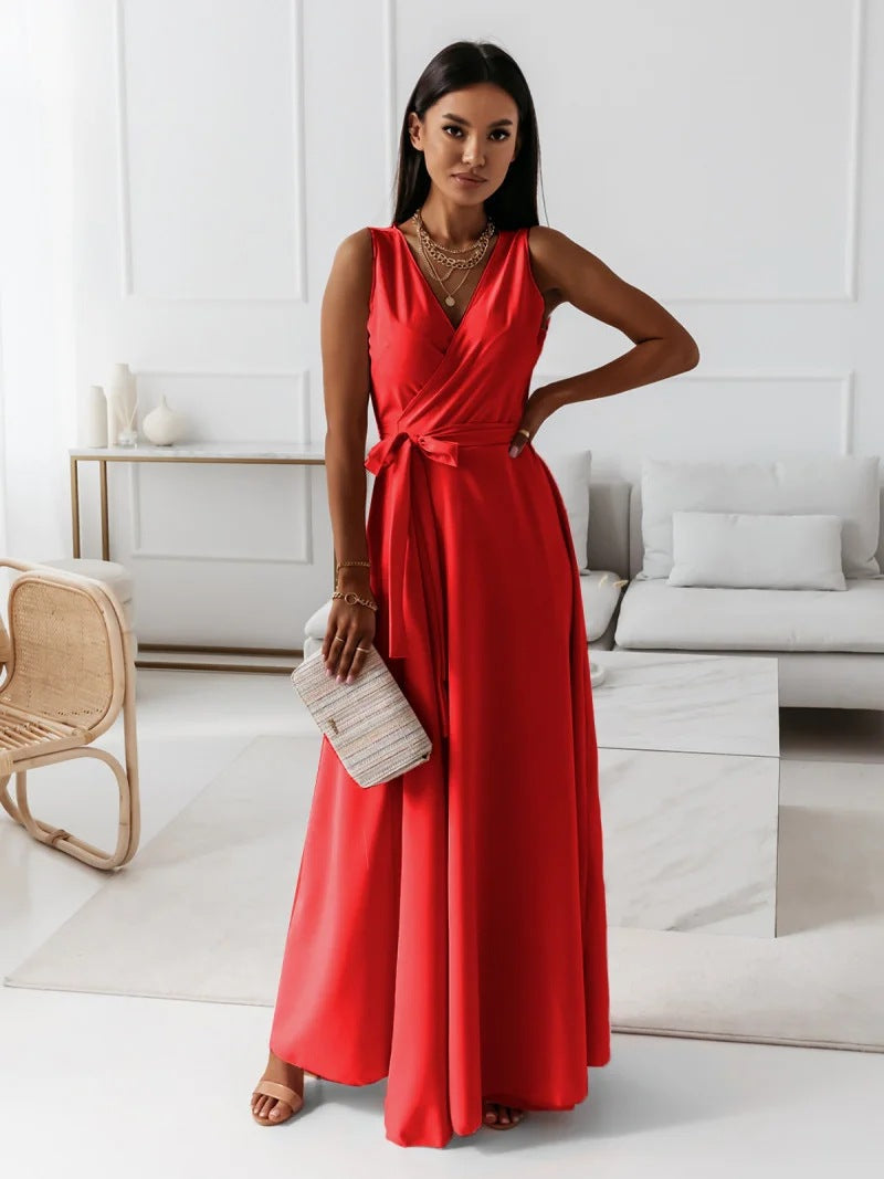 Siirala | Robe longue simple pour femme avec décolleté en V