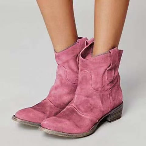 Bottes Classiques en Daim à Talons Blocs Western pour femme, vue 7