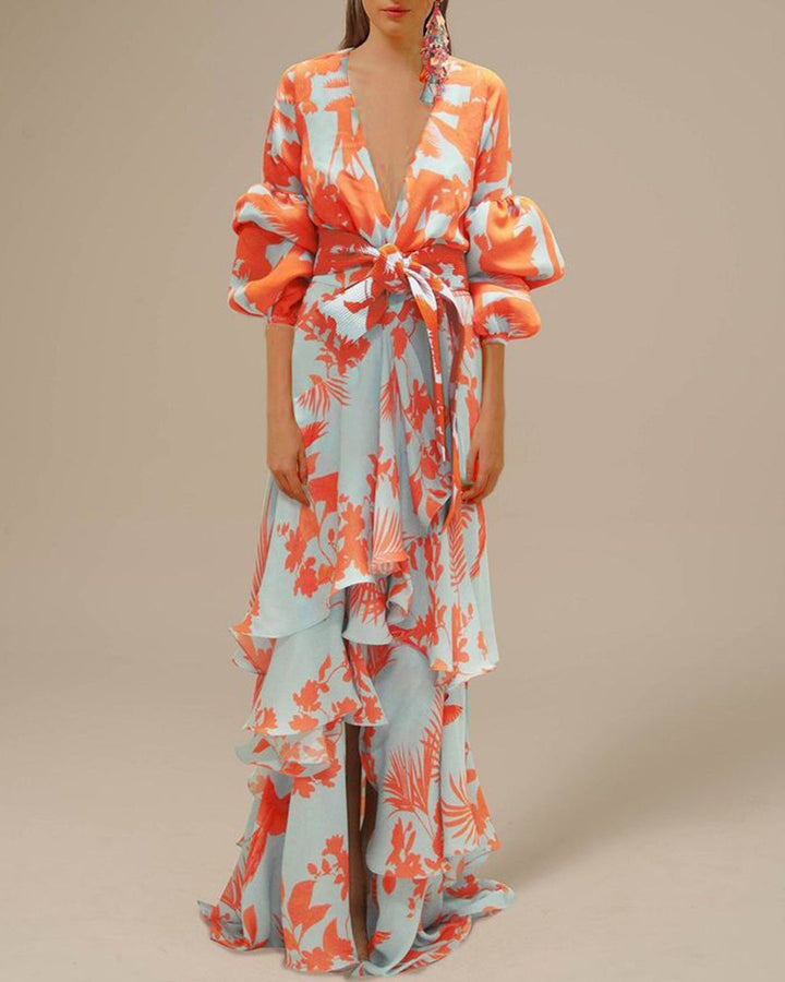 Vionnala | Robe de fête en mousseline de soie imprimée