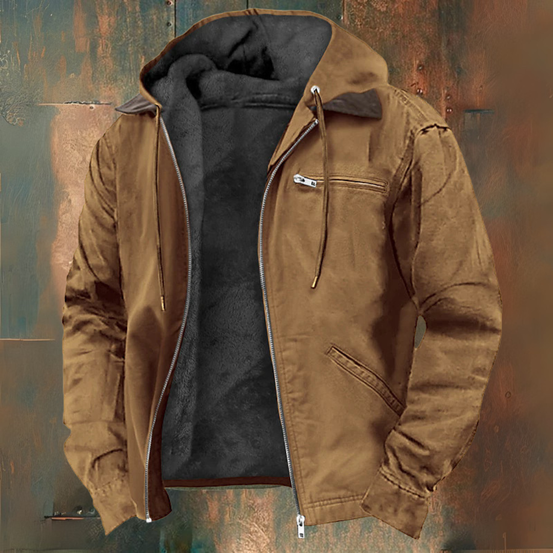 Caleb Veste Western Homme Surchemise Automne-Hiver Légère avec Capuche Style Traditionnel