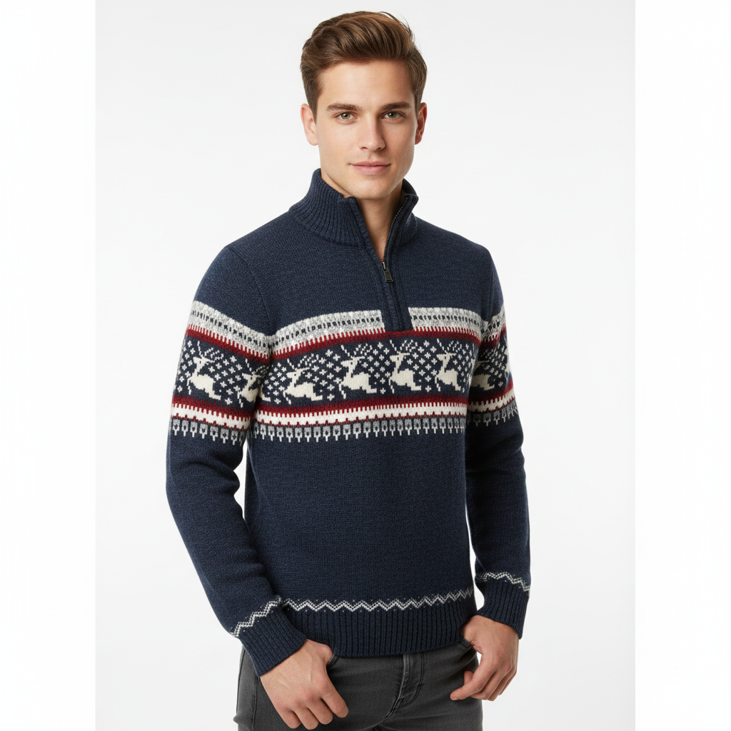 Orly Pull de Noël Homme Tricot Chaud avec Motifs Festifs & Coupe Confortable