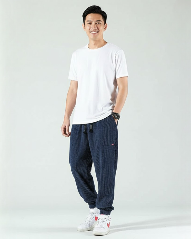 Emerson Pantalon Jogger Homme en Velours Côtelé Coupe Relax & Confort Casual